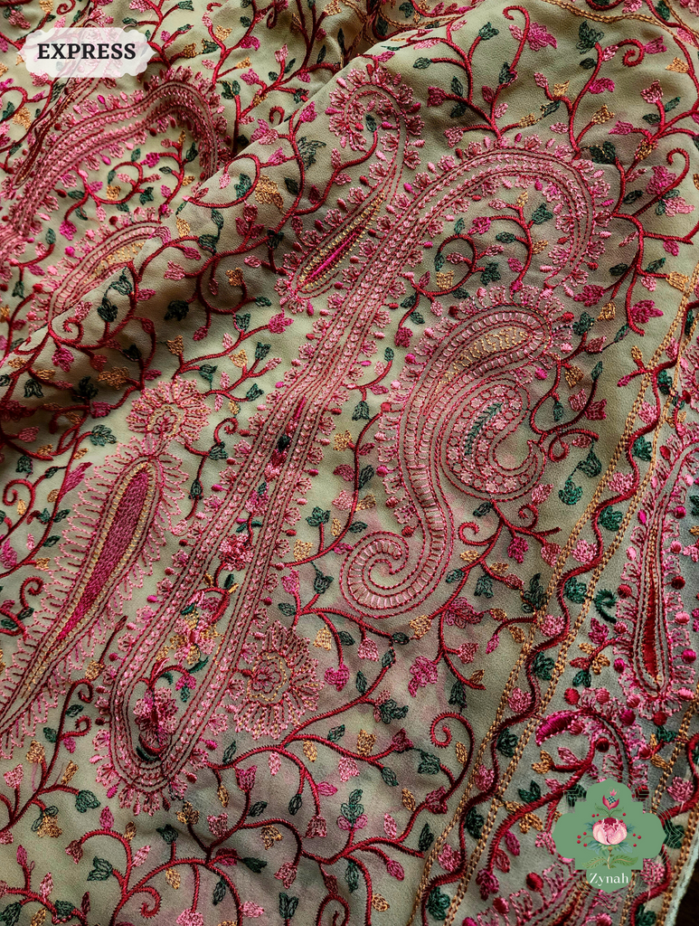 Beige Georgette Saree With Kashida Inspired Embroidery 10