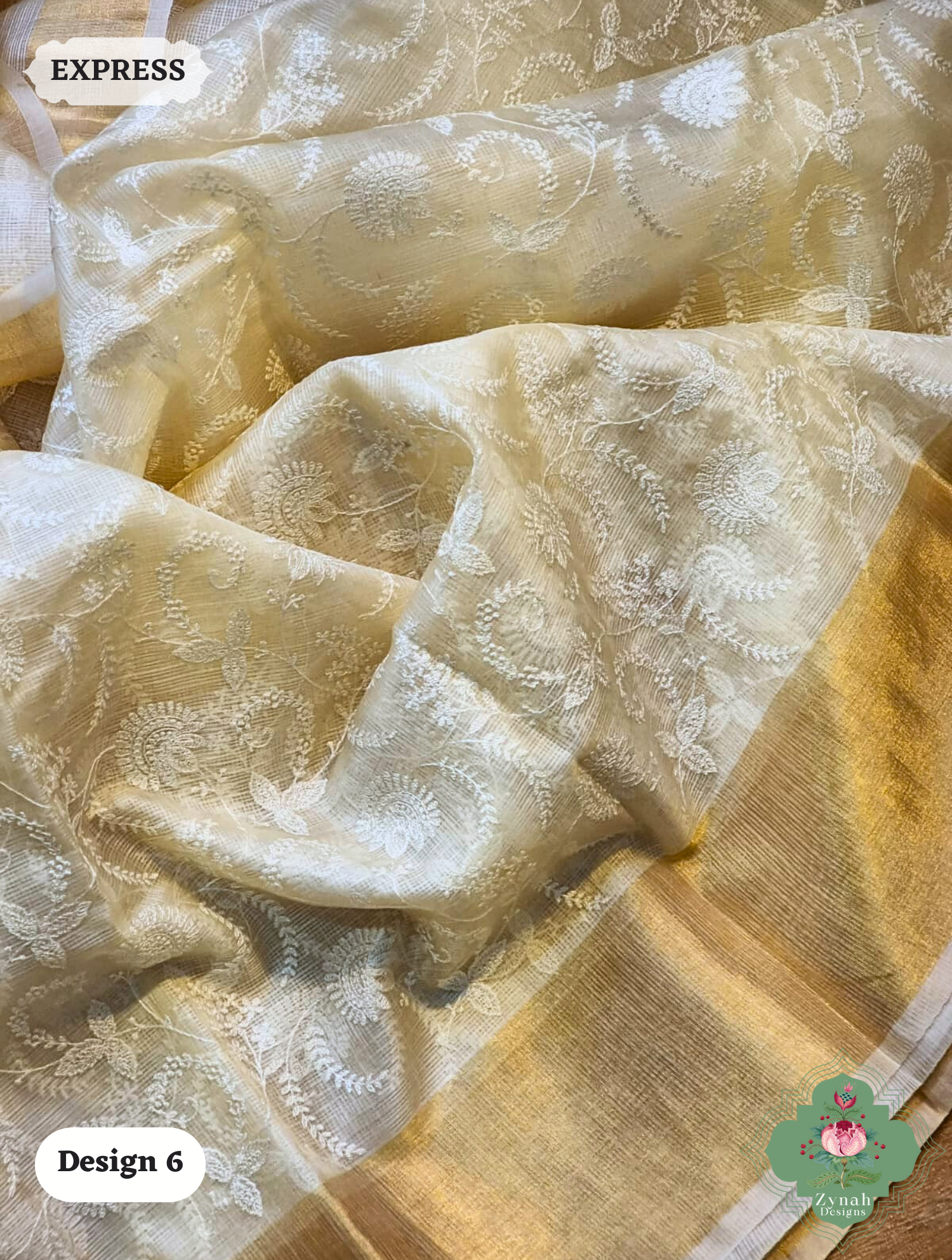 Zynah Off-White Pure Tussar Kota Silk Saree with Chikankari Inspired Embroidery, Ghiccha Pallu & Tassels; Custom Stitched/Ready-made Blouse, Fall, Petticoat; SKU2908202406 Zynah Off-White Pure Tussar Kota Silk Saree with Chikankari Inspired Embroidery, Ghiccha Pallu & Tassels; Custom Stitched/Ready-made Blouse, Fall, Petticoat; SKU2908202406