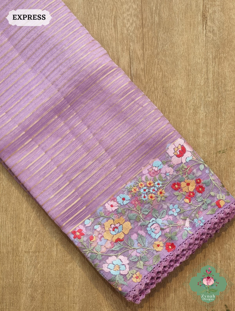 Lavender Organza Silk Saree 7