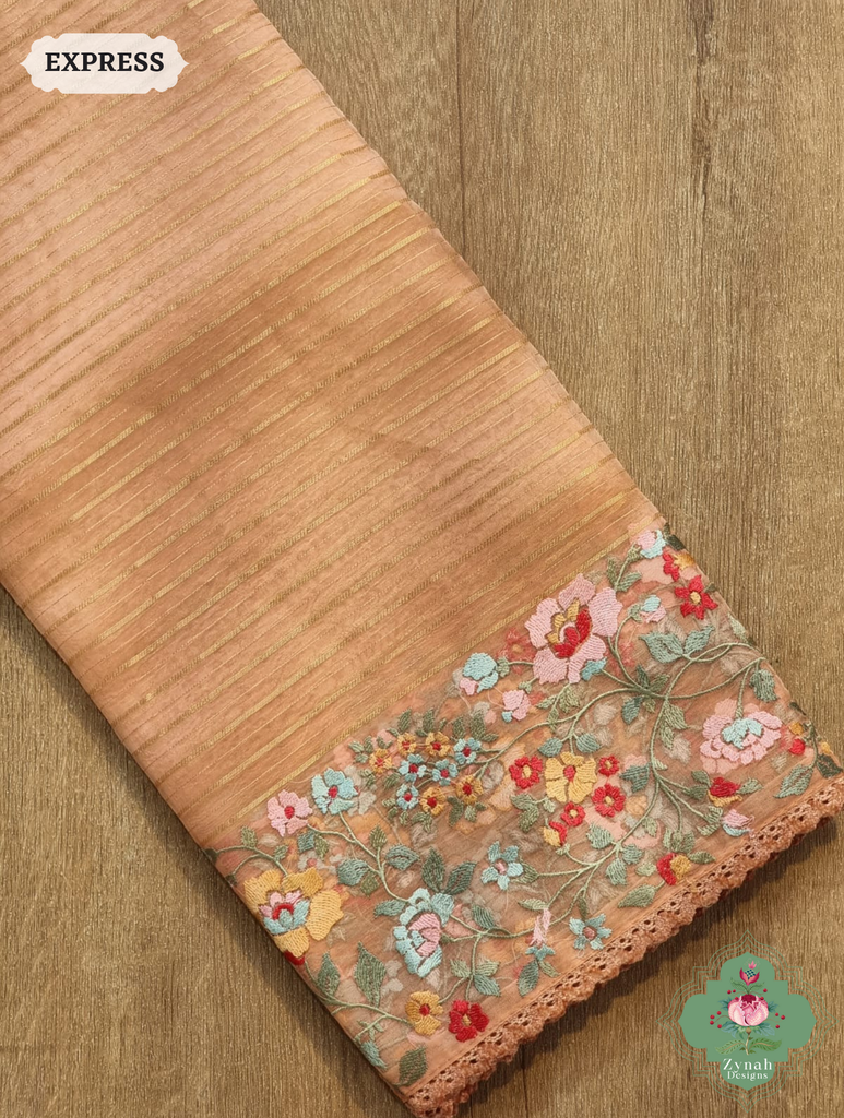 Peach Organza Silk Saree 5