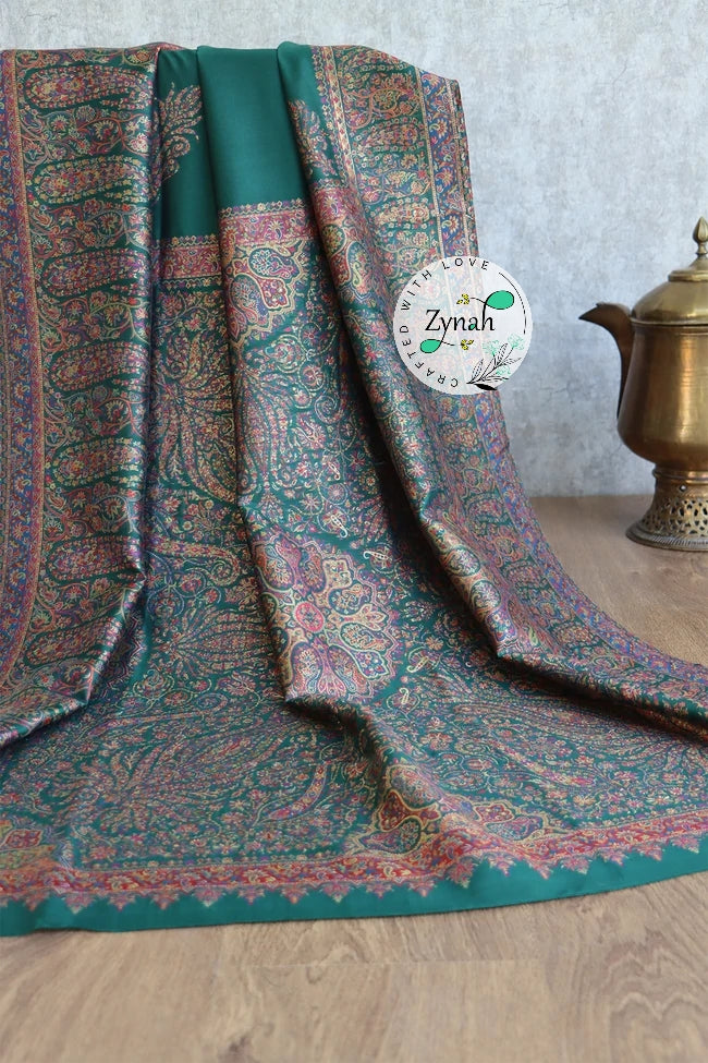 Zynah Pure Silk Kani Jamawar Saree with Grand Pallu & Border; Custom Stitched/Ready-made Blouse, Fall, Petticoat; Shipping available USA, Worldwide