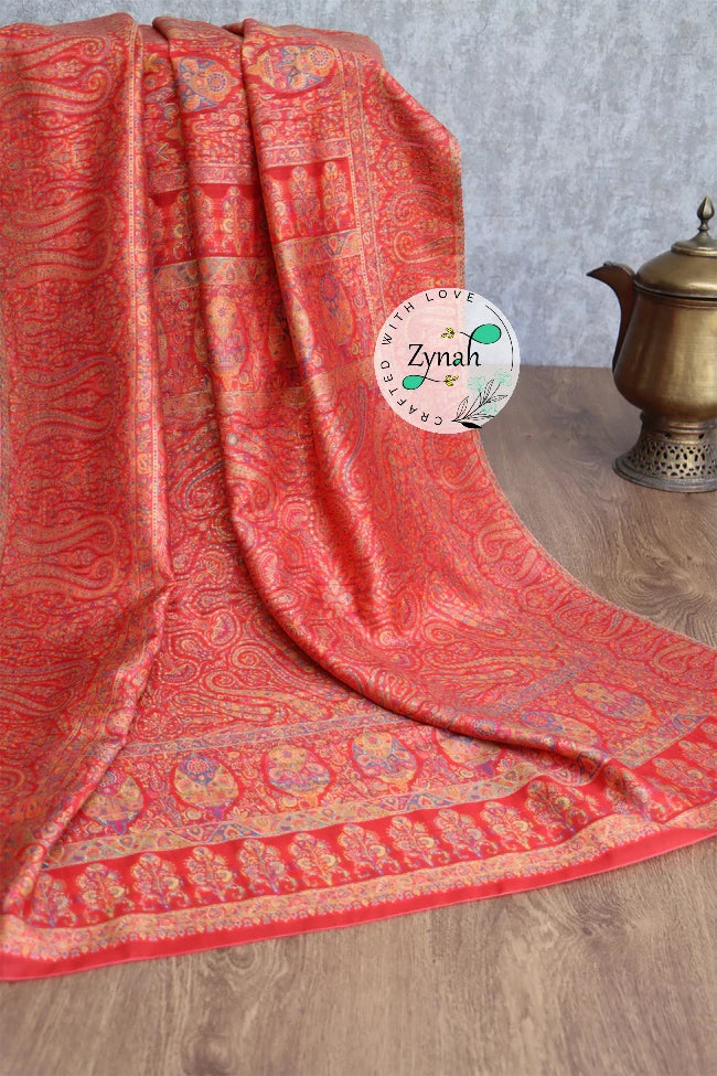 Zynah Pure Silk Kani Jamawar Saree with Grand Pallu & Border; Custom Stitched/Ready-made Blouse, Fall, Petticoat; Shipping available USA, Worldwide