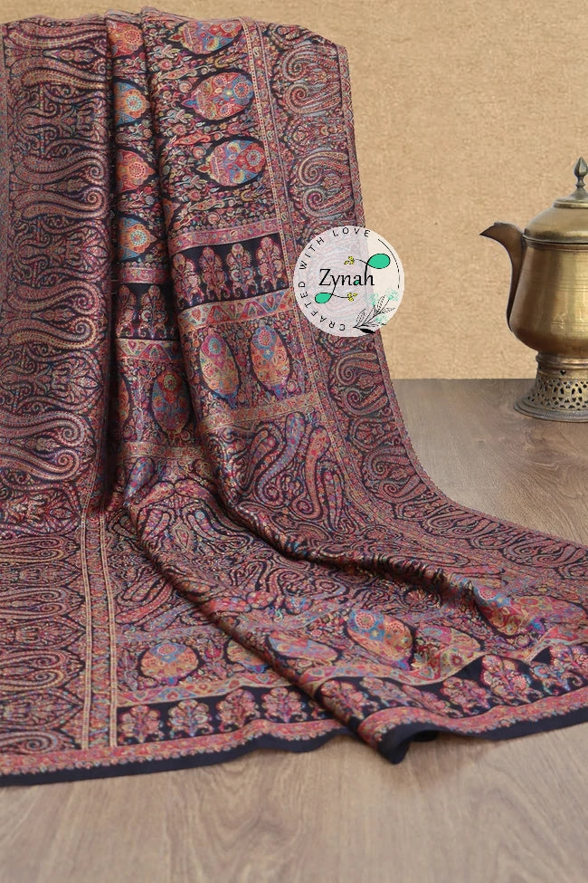 Zynah Pure Silk Kani Jamawar Saree with Grand Pallu & Border; Custom Stitched/Ready-made Blouse, Fall, Petticoat; Shipping available USA, Worldwide