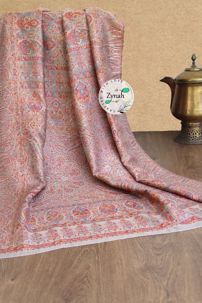 Zynah Pure Silk Kani Jamawar Saree with Grand Pallu & Border; Custom Stitched/Ready-made Blouse, Fall, Petticoat; Shipping available USA, Worldwide