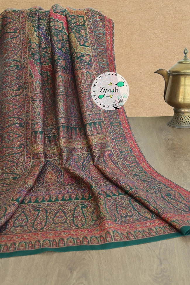 Zynah Pure Silk Kani Jamawar Saree with Grand Pallu & Border; Custom Stitched/Ready-made Blouse, Fall, Petticoat; Shipping available USA, Worldwide