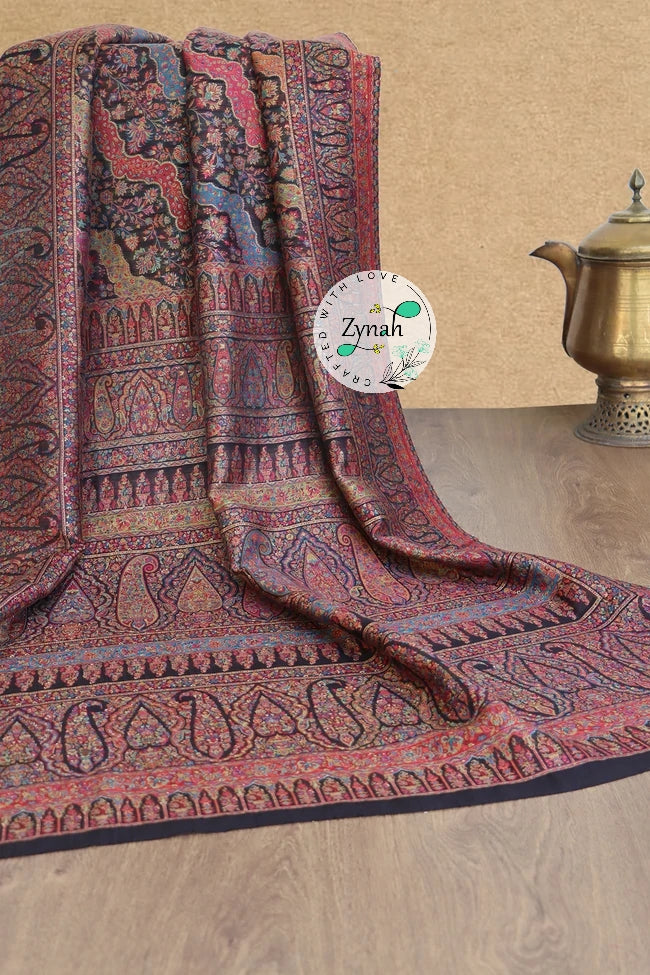 Zynah Pure Silk Kani Jamawar Saree with Grand Pallu & Border; Custom Stitched/Ready-made Blouse, Fall, Petticoat; Shipping available USA, Worldwide