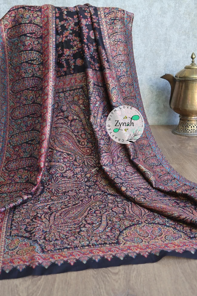 Zynah Pure Silk Kani Jamawar Saree with Grand Pallu & Border; Custom Stitched/Ready-made Blouse, Fall, Petticoat; Shipping available USA, Worldwide