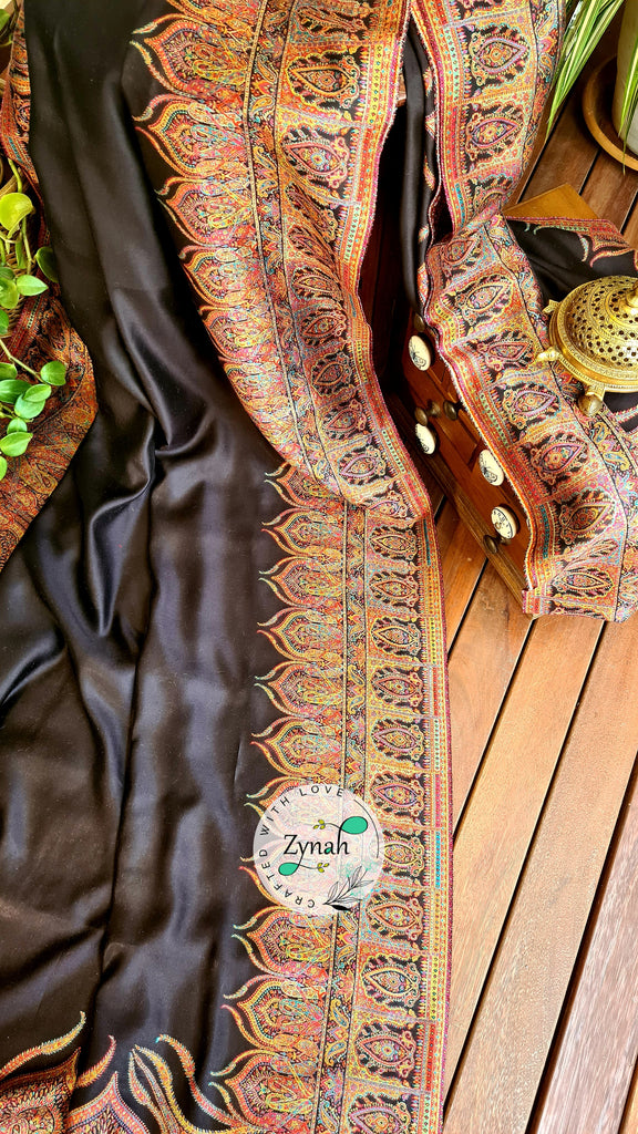 Zynah Pure Silk Kani Jamawar Saree with Grand Pallu & Border; Custom Stitched/Ready-made Blouse, Fall, Petticoat; Shipping available USA, Worldwide