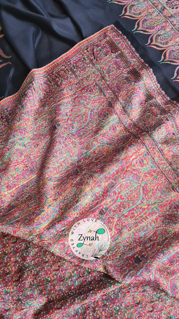 Zynah Pure Silk Kani Jamawar Saree with Grand Pallu & Border; Custom Stitched/Ready-made Blouse, Fall, Petticoat; Shipping available USA, Worldwide