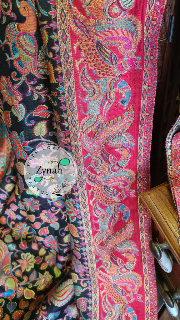 Zynah Pure Kani Silk Saree with Grand Pallu; Custom Stitched/Ready-made Blouse, Fall, Petticoat; Shipping available USA, Worldwide