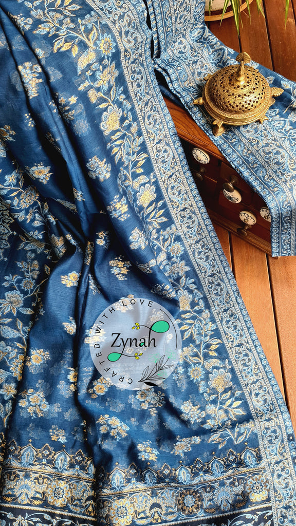 Zynah Pure Raw Silk Kani Saree with Grand Pallu; Custom Stitched/Ready-made Blouse, Fall, Petticoat; Shipping available USA, Worldwide