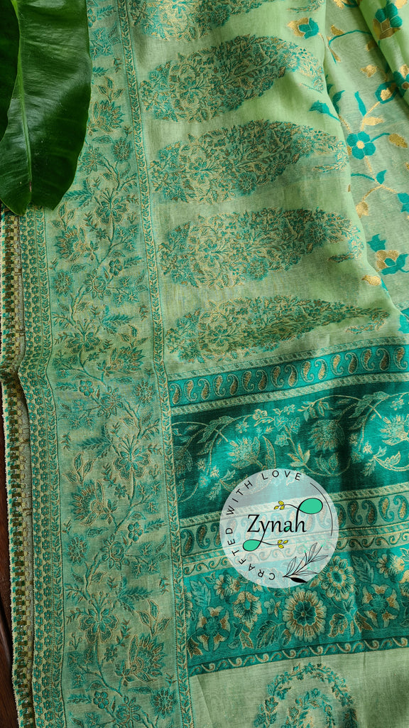 Zynah Pure Raw Silk Kani Saree with Grand Pallu; Custom Stitched/Ready-made Blouse, Fall, Petticoat; Shipping available USA, Worldwide
