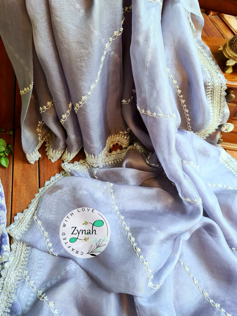 Zynah Pure Organza Silk Saree with Beads, Sequence Work; Custom Stitched/Ready-made Blouse, Fall, Petticoat; Shipping available USA, Worldwide