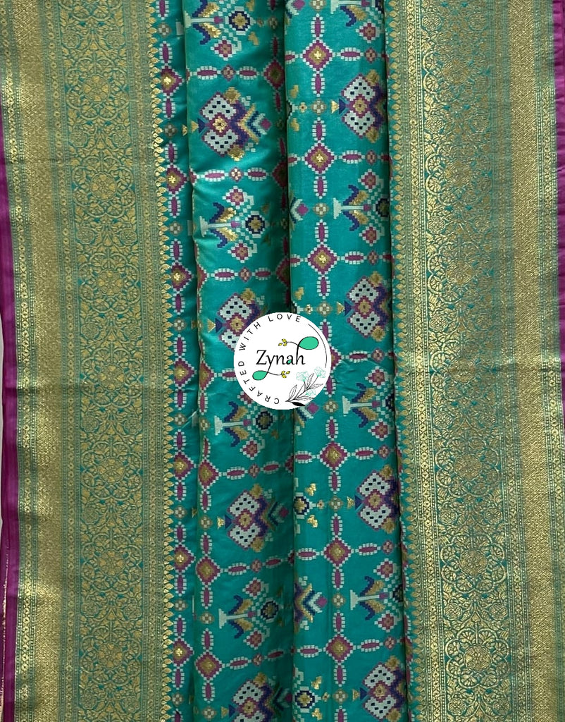 Zynah Pure Banarasi Soft Silk Saree with Patan Patola Weave; Custom Stitched/Ready-made Blouse, Fall, Petticoat; Shipping available USA, Worldwide