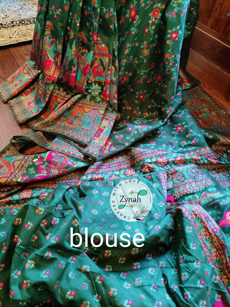 Zynah Pure Kani Silk Cotton Saree with Vibrant Colour Weave; Custom Stitched/Ready-made Blouse, Fall, Petticoat; Shipping available USA, Worldwide