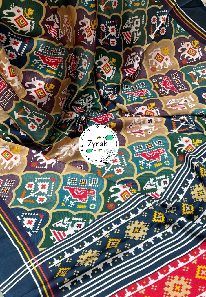 Zynah Pure Gajji Silk Patan Patola Saree with Tissue Zari Pallu; Custom Stitched/Ready-made Blouse, Fall, Petticoat; Shipping available USA, Worldwide