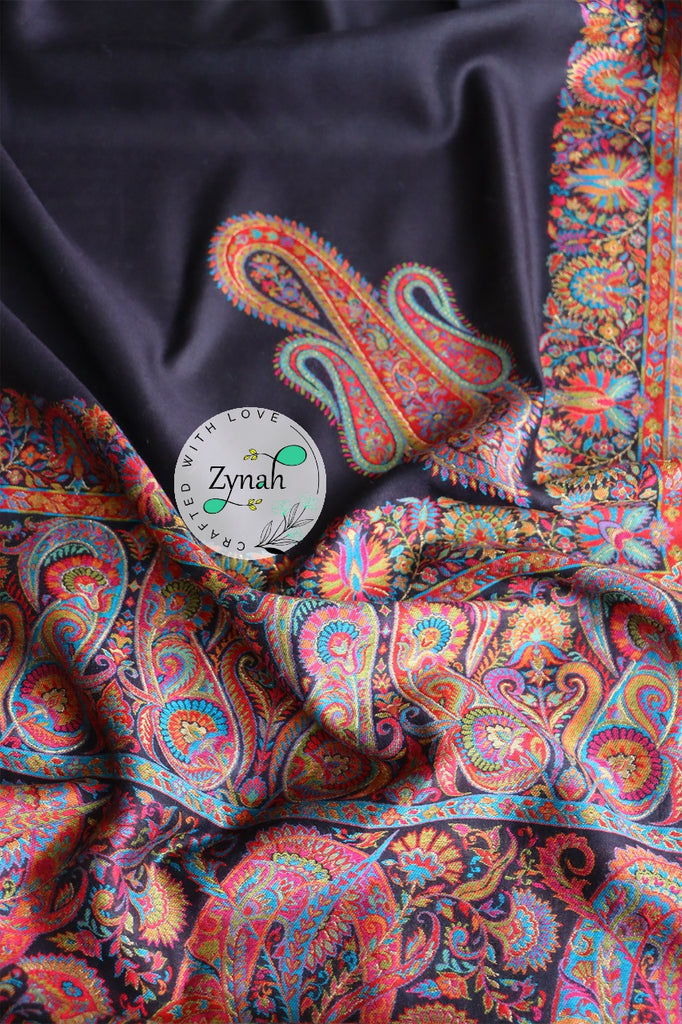 Zynah Pure Silk Kani Jamawar Saree with Grand Pallu & Border; Custom Stitched/Ready-made Blouse, Fall, Petticoat; Shipping available USA, Worldwide
