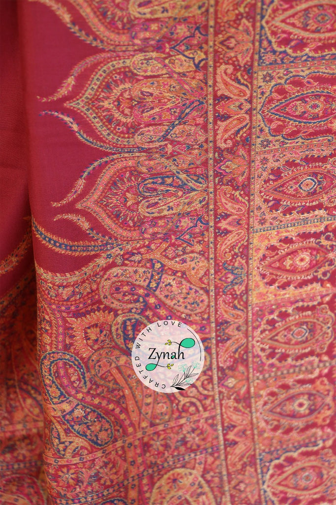 Zynah Pure Silk Kani Jamawar Saree with Grand Pallu & Border; Custom Stitched/Ready-made Blouse, Fall, Petticoat; Shipping available USA, Worldwide