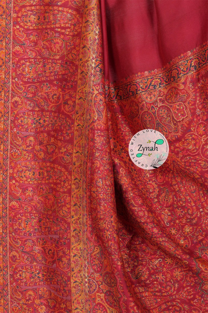 Zynah Pure Silk Kani Jamawar Saree with Grand Pallu & Border; Custom Stitched/Ready-made Blouse, Fall, Petticoat; Shipping available USA, Worldwide