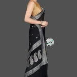 Zynah Pure Banarasi Handloom Khaddi Georgette Saree with Zari Border & Butis; Custom Stitched/Ready-made Blouse, Fall, Petticoat; Shipping available USA, Worldwide