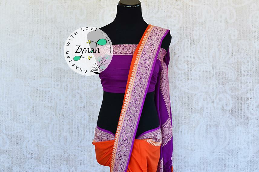 Zynah Pure Banarasi Handloom Khaddi Georgette Saree, Zari Weave; Custom Stitched/Ready-made Blouse, Fall, Petticoat; Shipping available USA, Worldwide