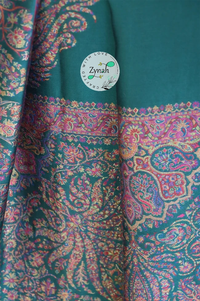 Zynah Pure Silk Kani Jamawar Saree with Grand Pallu & Border; Custom Stitched/Ready-made Blouse, Fall, Petticoat; Shipping available USA, Worldwide