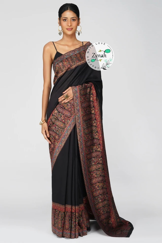 Zynah Pure Silk Kani Jamawar Saree with Grand Pallu & Border; Custom Stitched/Ready-made Blouse, Fall, Petticoat; Shipping available USA, Worldwide