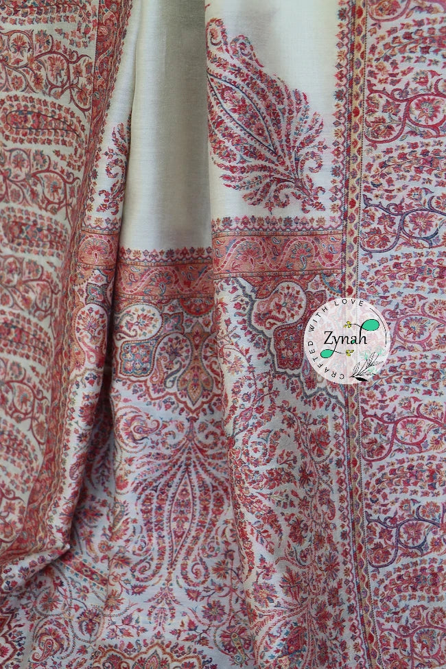 Zynah Pure Silk Kani Jamawar Saree with Grand Pallu & Border; Custom Stitched/Ready-made Blouse, Fall, Petticoat; Shipping available USA, Worldwide