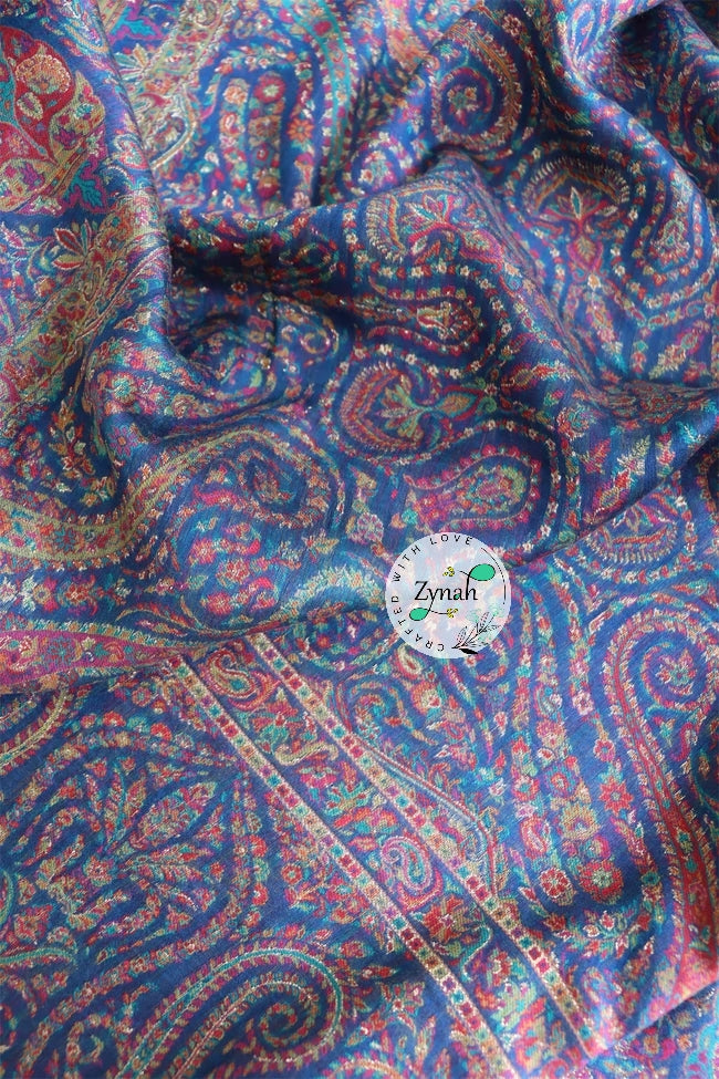 Zynah Pure Silk Kani Jamawar Saree with Grand Pallu & Border; Custom Stitched/Ready-made Blouse, Fall, Petticoat; Shipping available USA, Worldwide