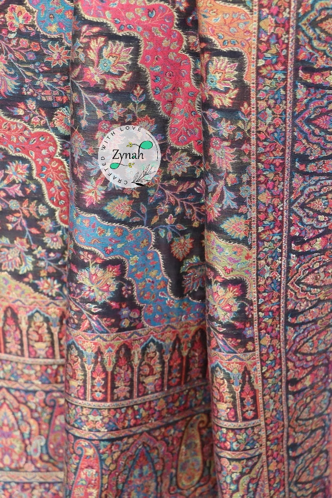 Zynah Pure Silk Kani Jamawar Saree with Grand Pallu & Border; Custom Stitched/Ready-made Blouse, Fall, Petticoat; Shipping available USA, Worldwide