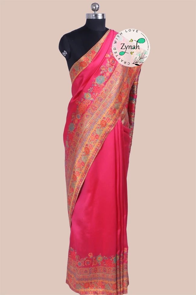 Zynah Pure Silk Kani Jamawar Saree with Grand Pallu & Border; Custom Stitched/Ready-made Blouse, Fall, Petticoat; Shipping available USA, Worldwide