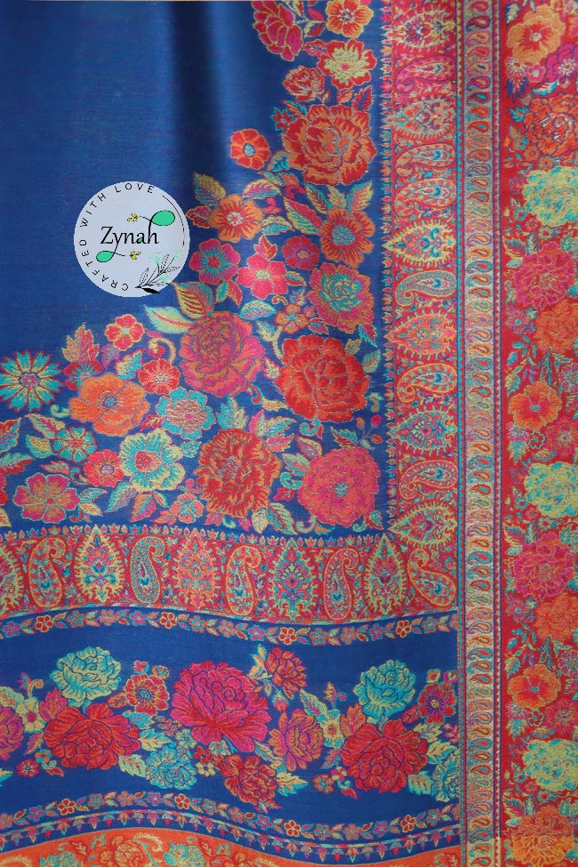 Zynah Pure Silk Kani Jamawar Saree with Grand Pallu & Border; Custom Stitched/Ready-made Blouse, Fall, Petticoat; Shipping available USA, Worldwide
