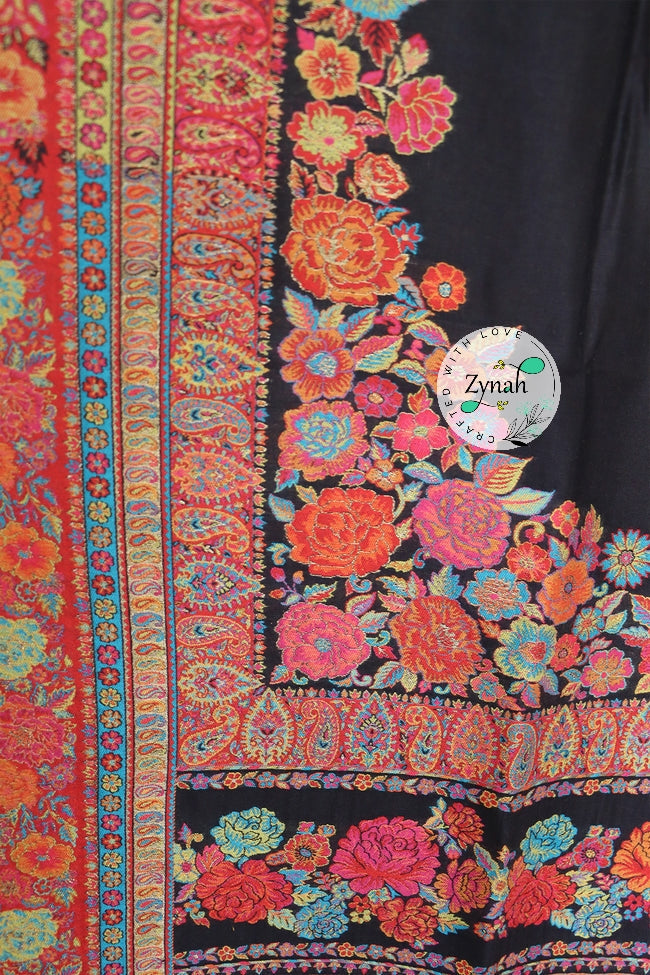 Zynah Pure Silk Kani Jamawar Saree with Grand Pallu & Border; Custom Stitched/Ready-made Blouse, Fall, Petticoat; Shipping available USA, Worldwide