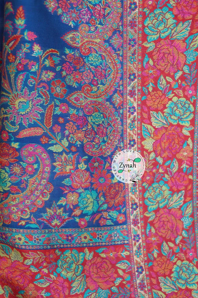 Zynah Pure Silk Kani Jamawar Saree with Butis Body, Grand Pallu & Border; Custom Stitched/Ready-made Blouse, Fall, Petticoat; Shipping available USA, Worldwide