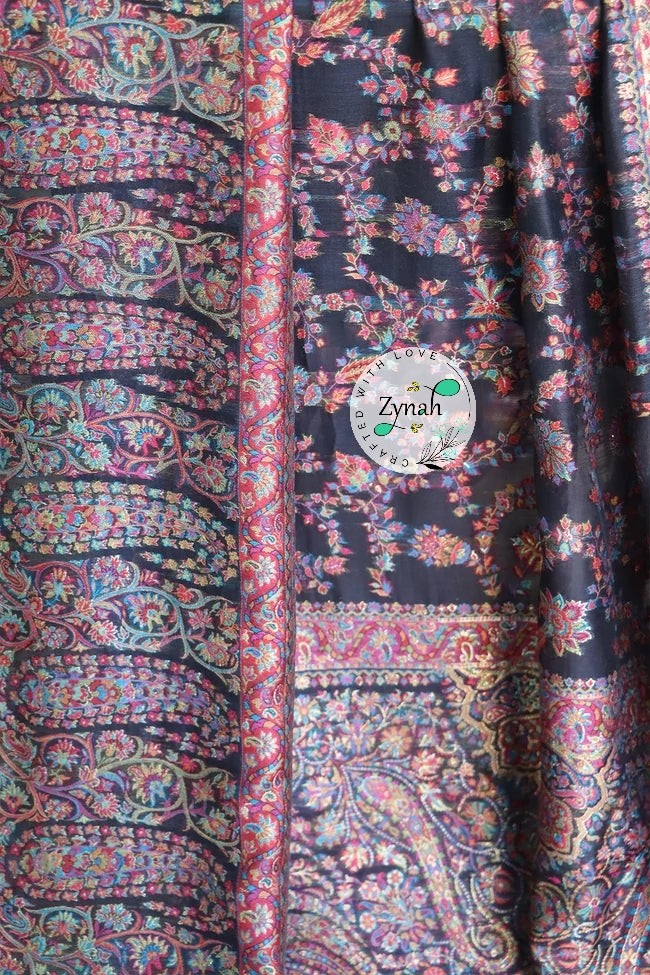 Zynah Pure Silk Kani Jamawar Saree with Grand Pallu & Border; Custom Stitched/Ready-made Blouse, Fall, Petticoat; Shipping available USA, Worldwide