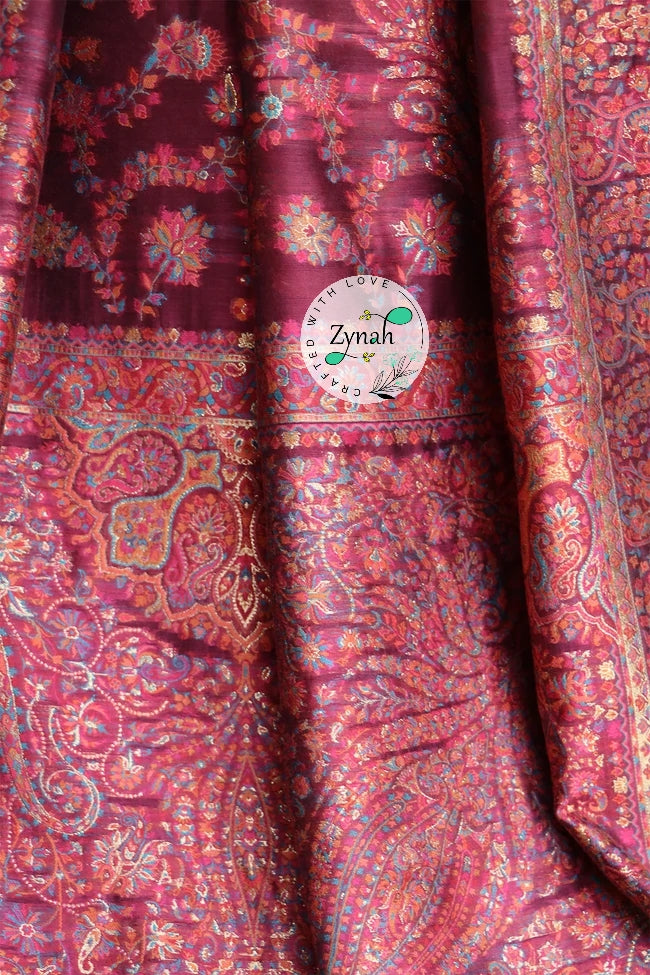 Zynah Pure Silk Kani Jamawar Saree with Grand Pallu & Border; Custom Stitched/Ready-made Blouse, Fall, Petticoat; Shipping available USA, Worldwide