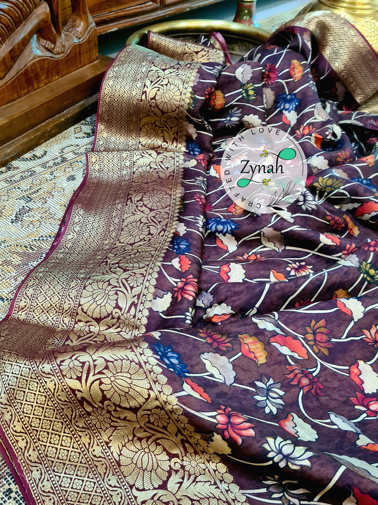 Zynah Pure Munga Silk Saree with Trendy prints & Zari Weave Border; Custom Stitched/Ready-made Blouse, Fall, Petticoat; Shipping available USA, Worldwide