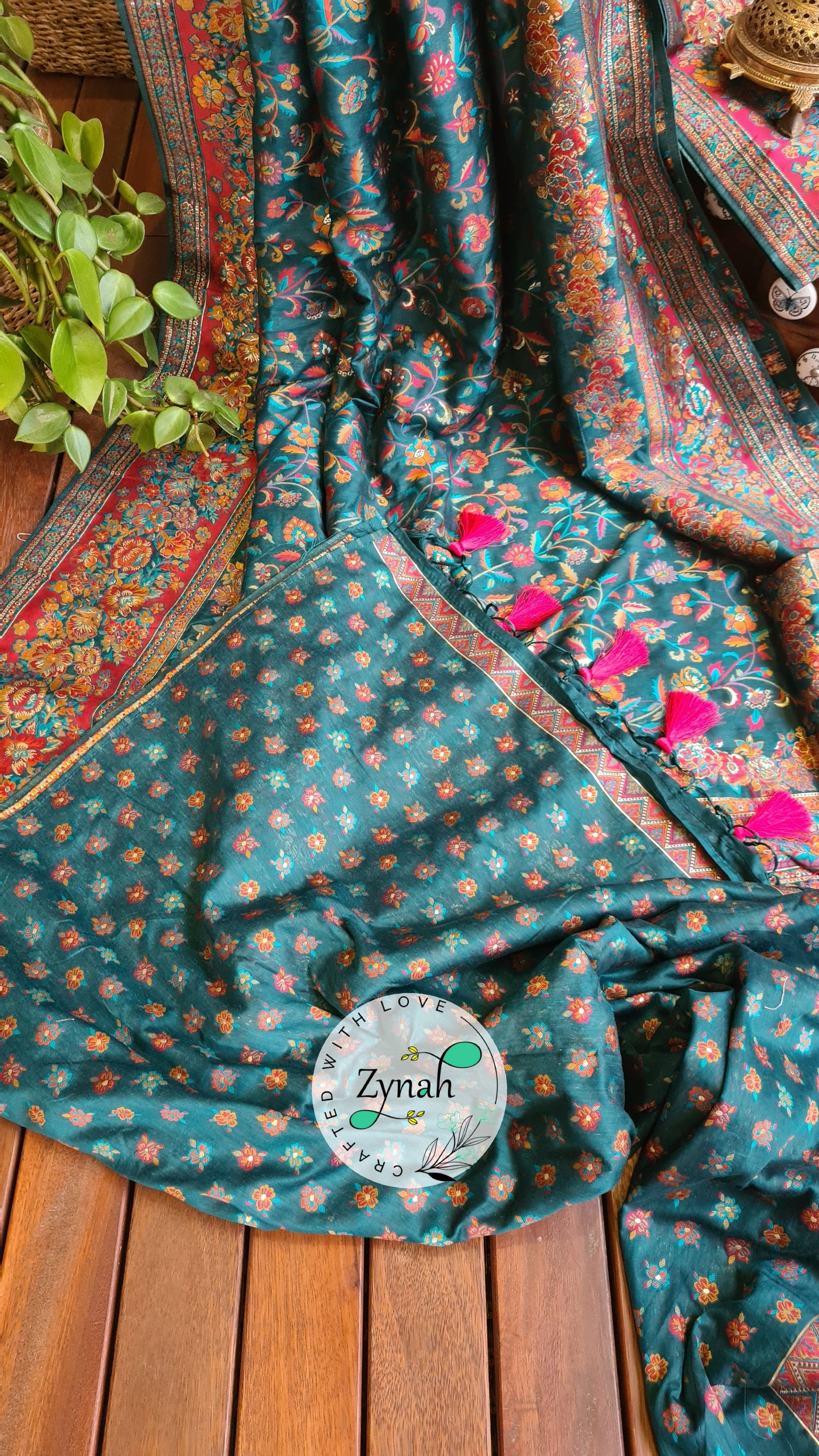 Zynah Pure Kani Silk Cotton Saree with Grand Pallu; Custom Stitched/Ready-made Blouse, Fall, Petticoat; Shipping available USA, Worldwide