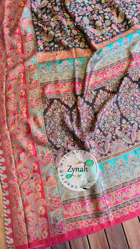 Zynah Pure Kani Silk Saree with Grand Pallu; Custom Stitched/Ready-made Blouse, Fall, Petticoat; Shipping available USA, Worldwide