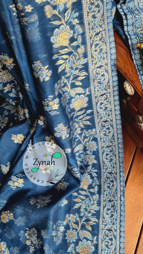 Zynah Pure Raw Silk Kani Saree with Grand Pallu; Custom Stitched/Ready-made Blouse, Fall, Petticoat; Shipping available USA, Worldwide