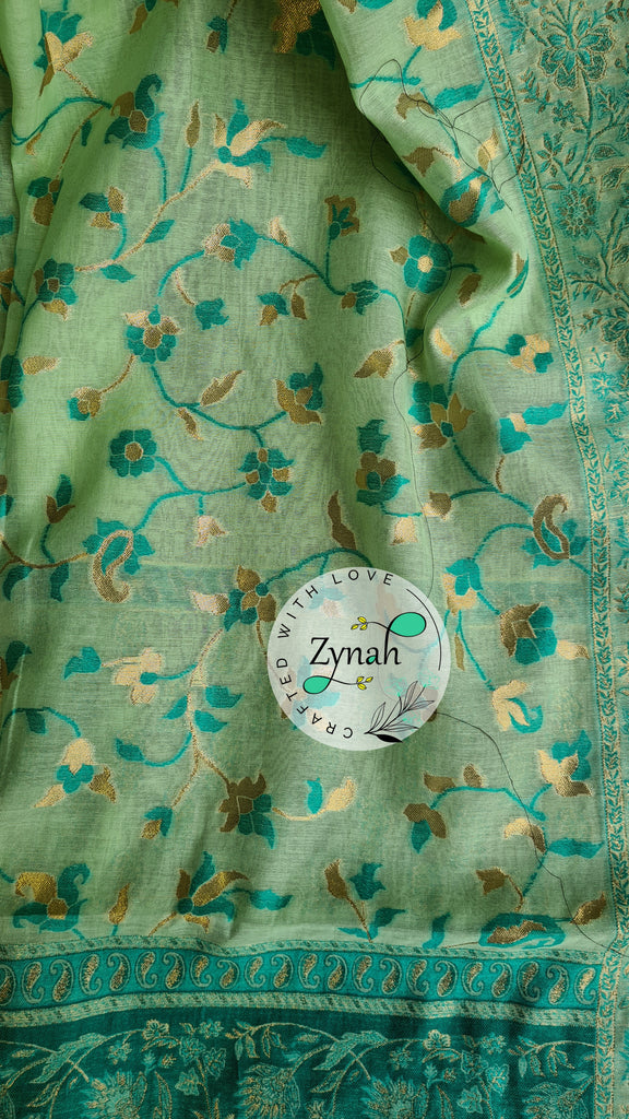 Zynah Pure Raw Silk Kani Saree with Grand Pallu; Custom Stitched/Ready-made Blouse, Fall, Petticoat; Shipping available USA, Worldwide