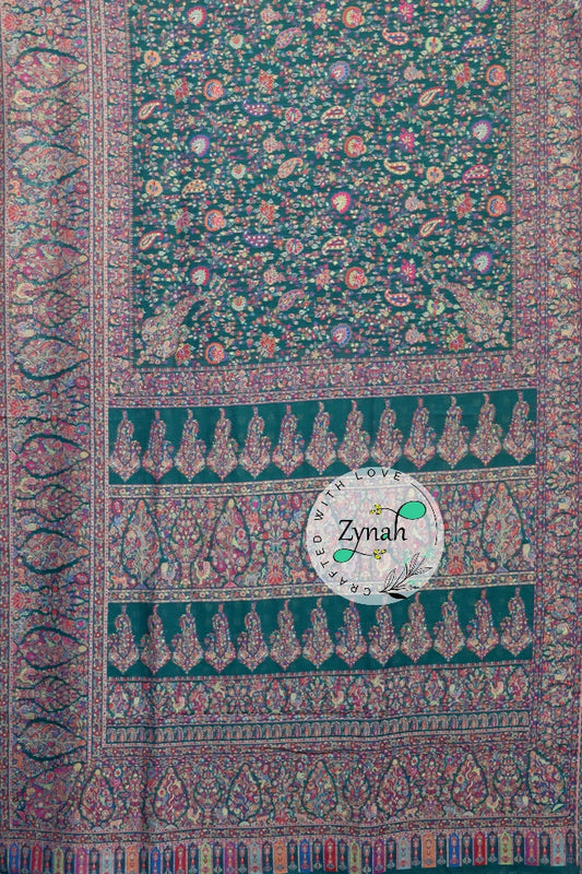 Zynah Pure Silk Kani Jamawar Saree with Grand Pallu & Border; Custom Stitched/Ready-made Blouse, Fall, Petticoat; Shipping available USA, Worldwide