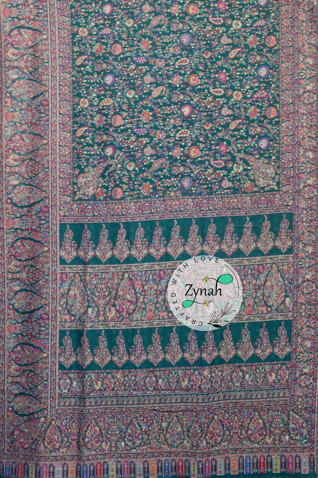 Zynah Pure Silk Kani Jamawar Saree with Grand Pallu & Border; Custom Stitched/Ready-made Blouse, Fall, Petticoat; Shipping available USA, Worldwide