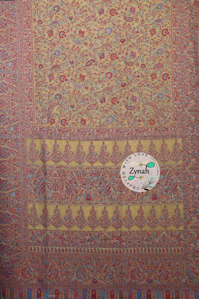 Zynah Pure Silk Kani Jamawar Saree with Grand Pallu & Border; Custom Stitched/Ready-made Blouse, Fall, Petticoat; Shipping available USA, Worldwide
