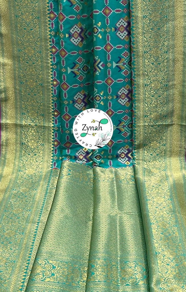 Zynah Pure Banarasi Soft Silk Saree with Patan Patola Weave; Custom Stitched/Ready-made Blouse, Fall, Petticoat; Shipping available USA, Worldwide