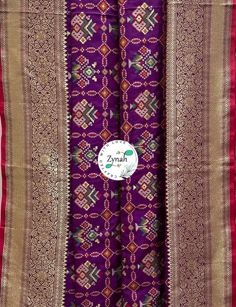 Zynah Pure Banarasi Soft Silk Saree with Patan Patola Weave; Custom Stitched/Ready-made Blouse, Fall, Petticoat; Shipping available USA, Worldwide