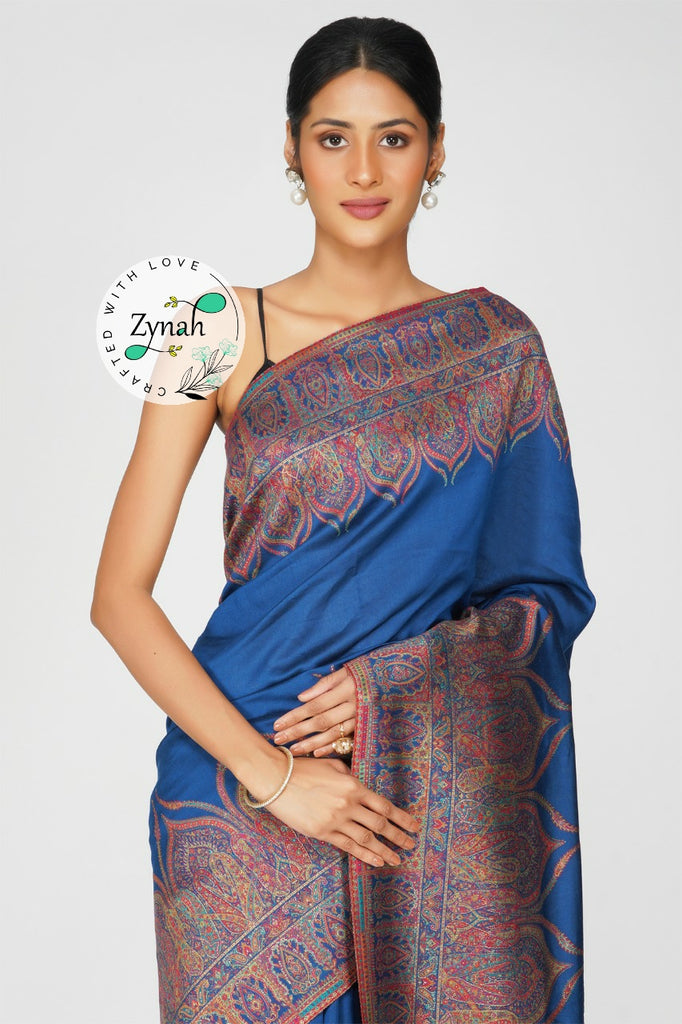 Zynah Pure Silk Kani Jamawar Saree with Grand Pallu & Border; Custom Stitched/Ready-made Blouse, Fall, Petticoat; Shipping available USA, Worldwide