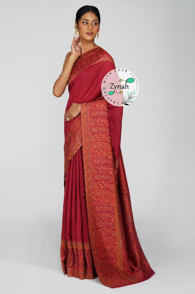 Zynah Pure Silk Kani Jamawar Saree with Grand Pallu & Border; Custom Stitched/Ready-made Blouse, Fall, Petticoat; Shipping available USA, Worldwide