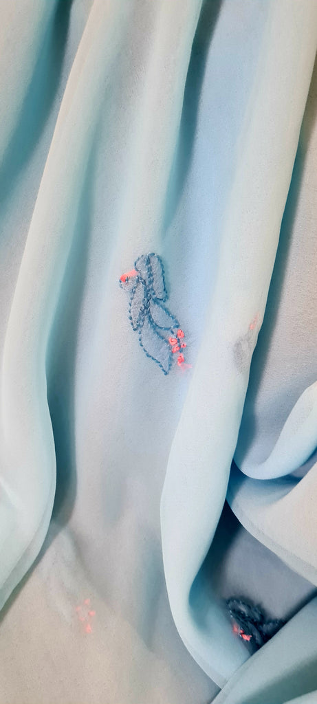 Zynah Sky blue colored Georgette Lucknowi Hand embroidered Chikankari Saree ;Custom stitched/ readymade blouse,fall,petticoat,available in USA