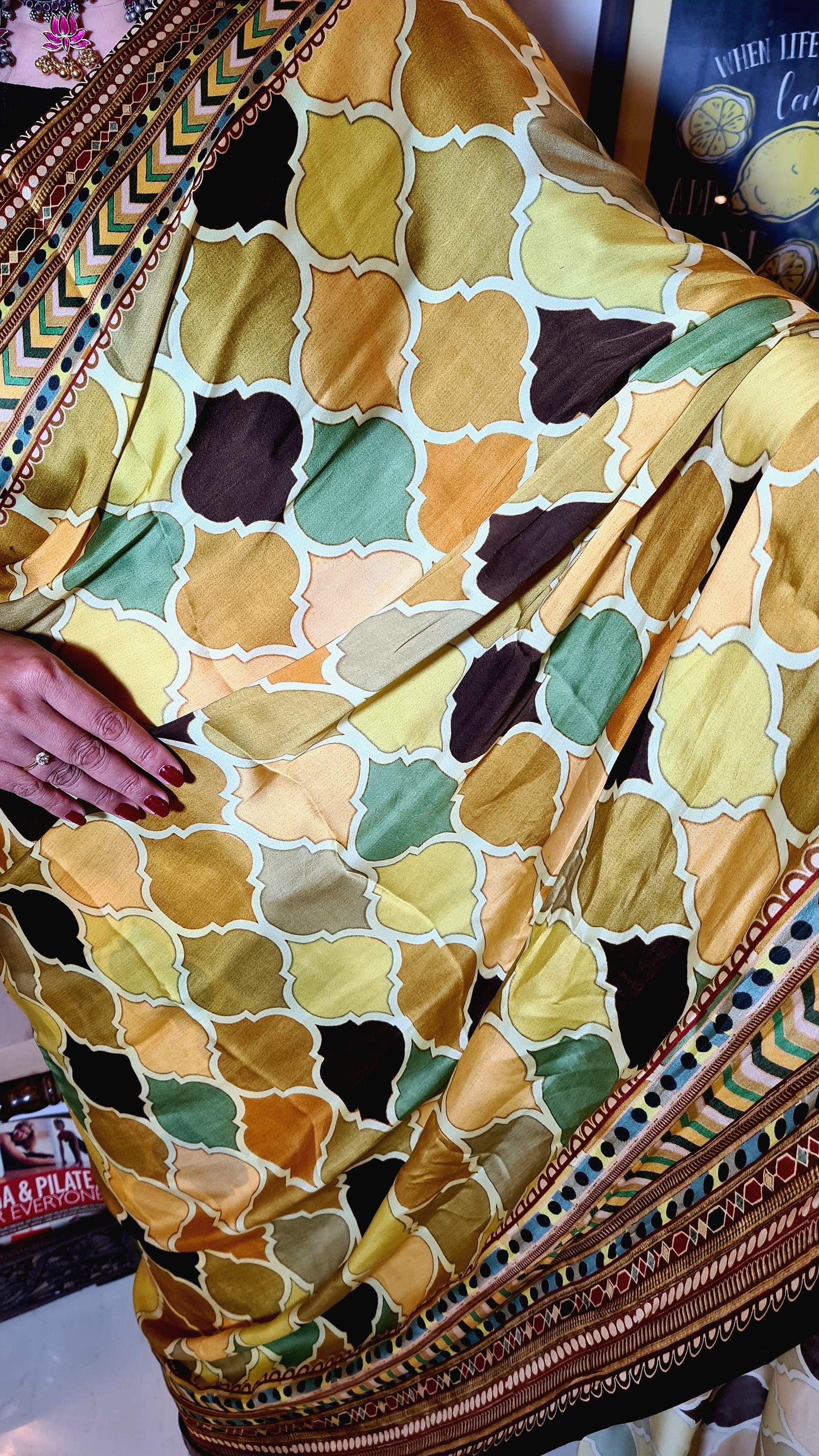 Zynah Pure Satin Silk Digital Printed Saree; Custom Stitched/Ready-made Blouse, Fall, Petticoat; Shipping available USA, Worldwide
